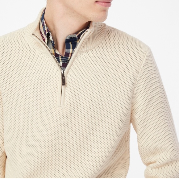 NWT | JCrew Cotton honeycomb knit half-zip | Sz M - Picture 2 of 6